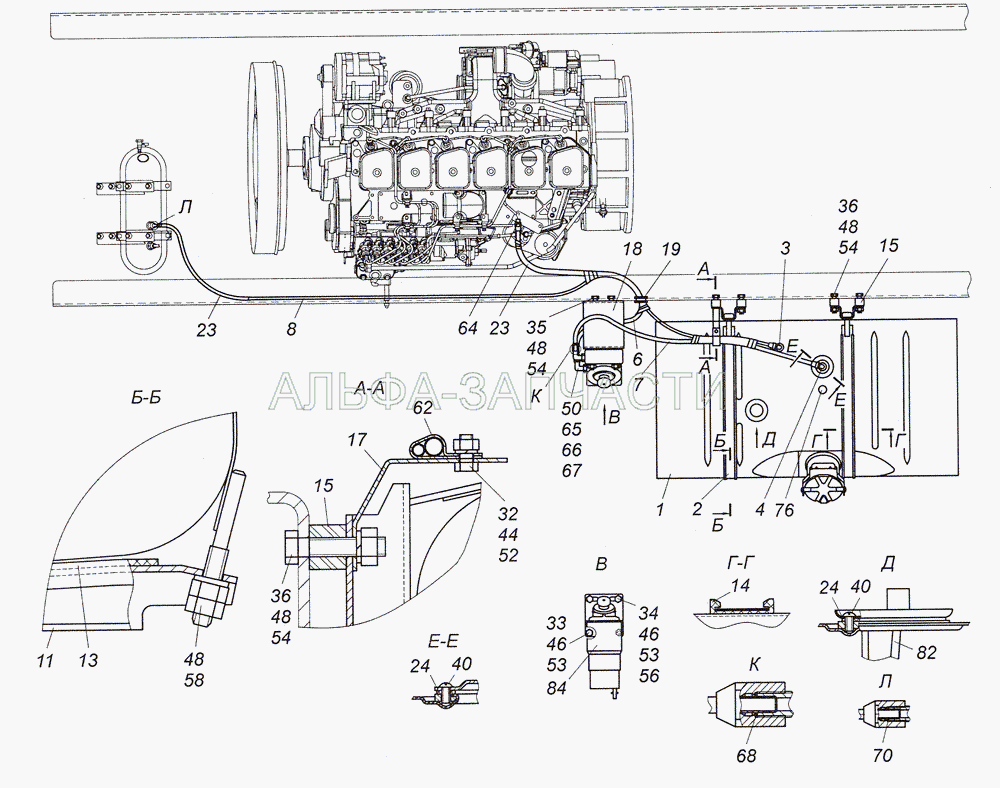 4308-1100030 Установка топливных баков, ФГОТ и топливопроводов (55102-1101109 Прокладка кронштейна крепления топливного бака) 